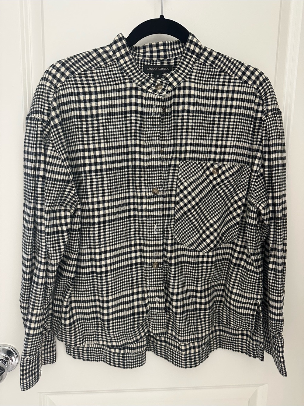 Banana Republic Black and White Gingham Button-Down Shirt